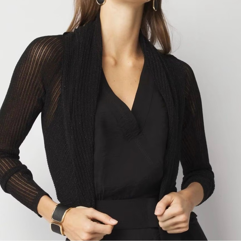 White House Black Market Black Open-Front Sweater